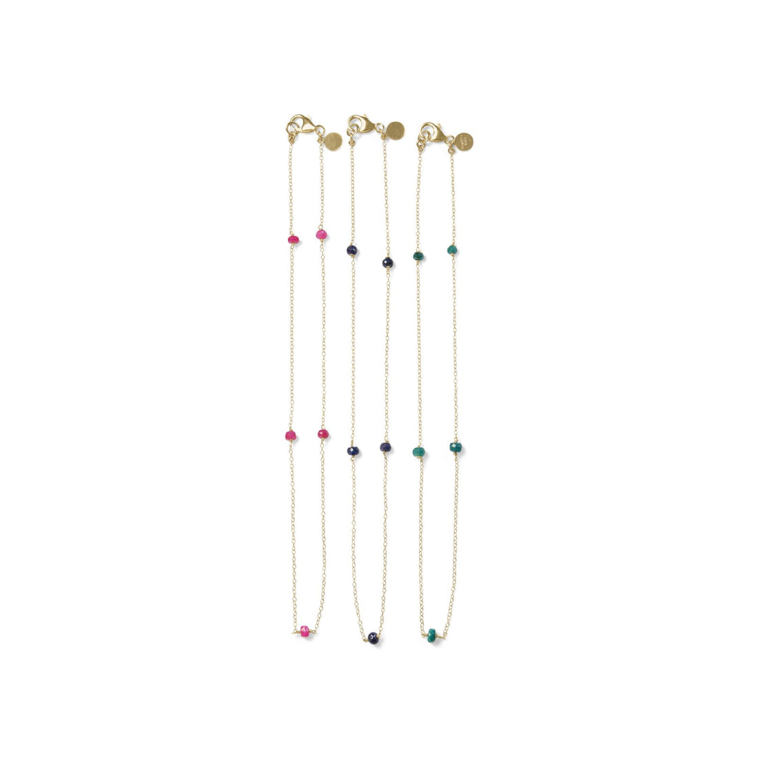 5 Station Raw Emerald 14.5" Gold Filled Necklace