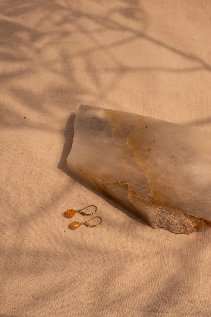 Simple Fire Opal Drop Earring