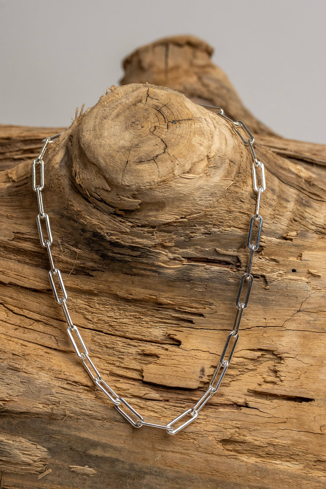Classic Sterling Silver Heavy Paperclip Chain 15.5"