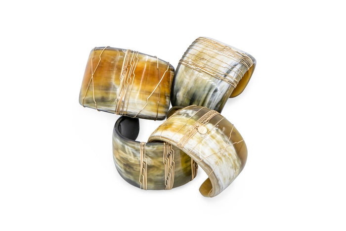 XtraWide Horn Cuff wrapped in Gold Wire Size S