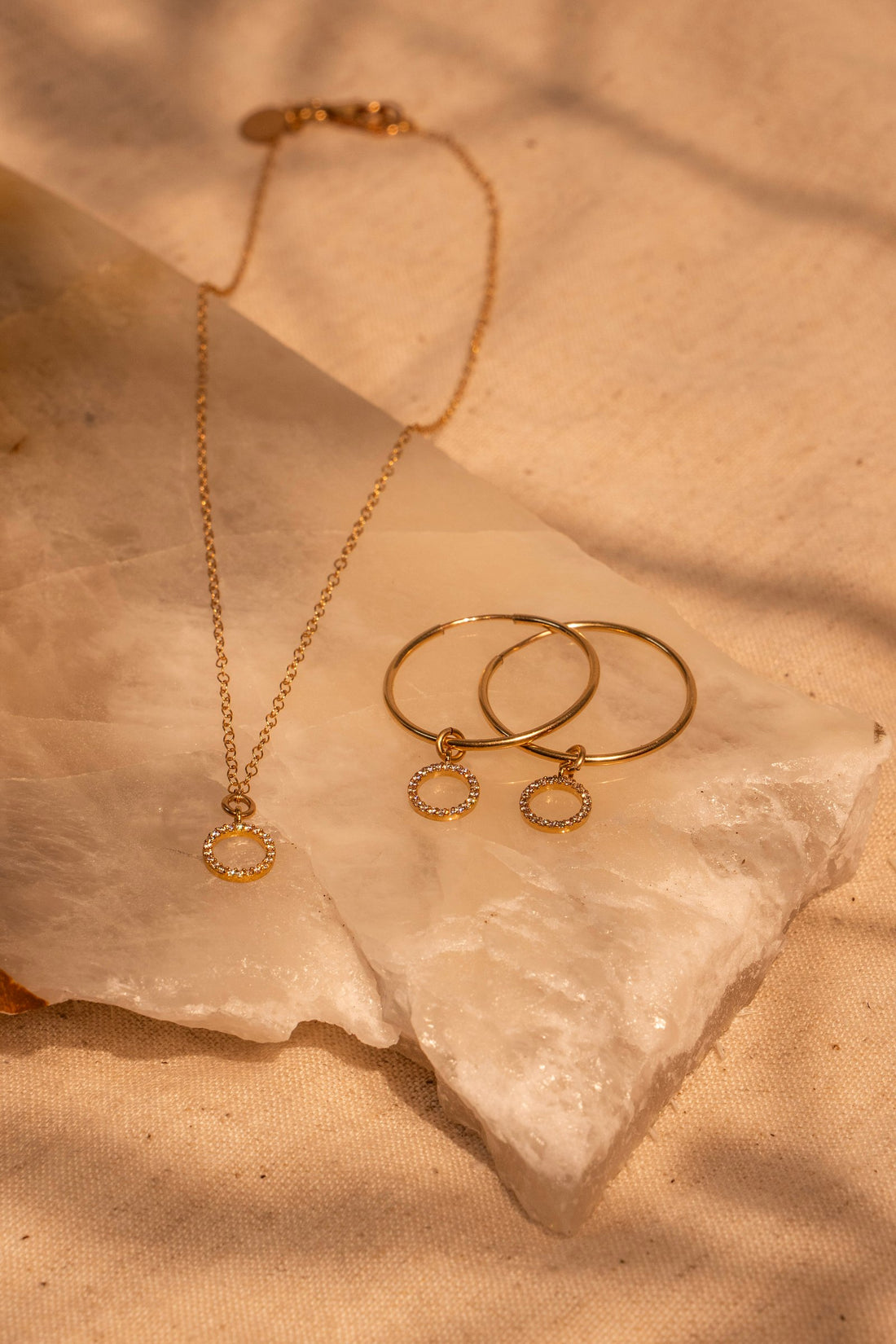 Open CZ Pave Circle Drop on Delicate Gold Filled Chain