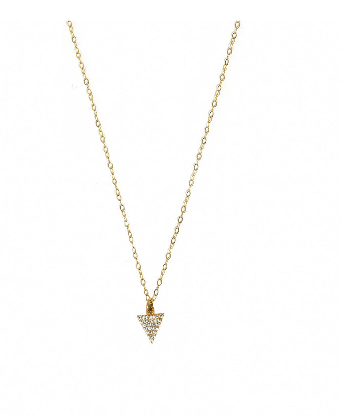 Pave CZ Triangle Charm on Paperclip Chain