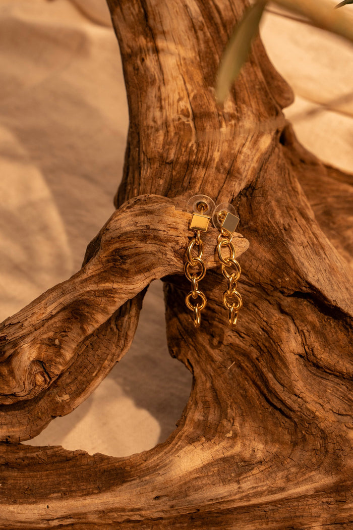 Rolo Chain Earrings on Square Post