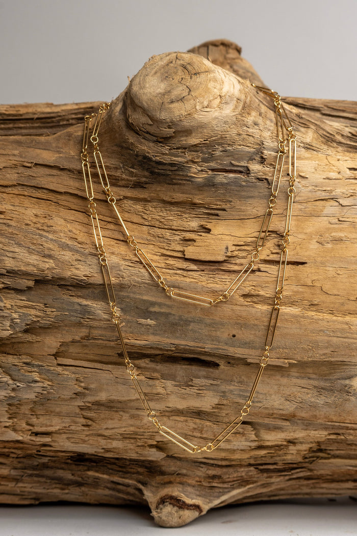 Elongated Paperclip Necklace in 15.5"
