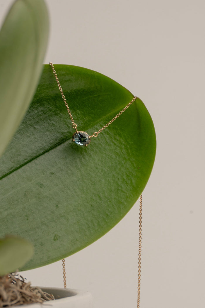 1.5 Ct. Cut Sapphire Solitaire Necklace on a Delicate Gold Chain