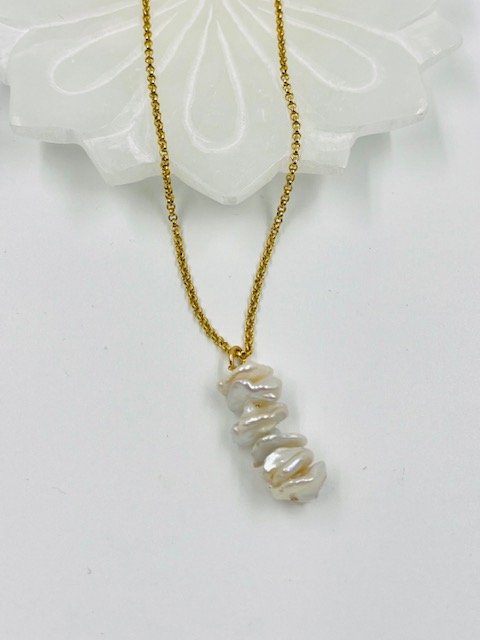 White Keshi Pearl Stax