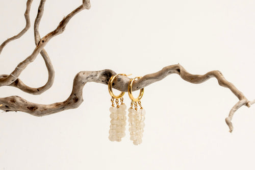 12mm Gold Filled Hoops with 3 Collumn Drops in Moonstone