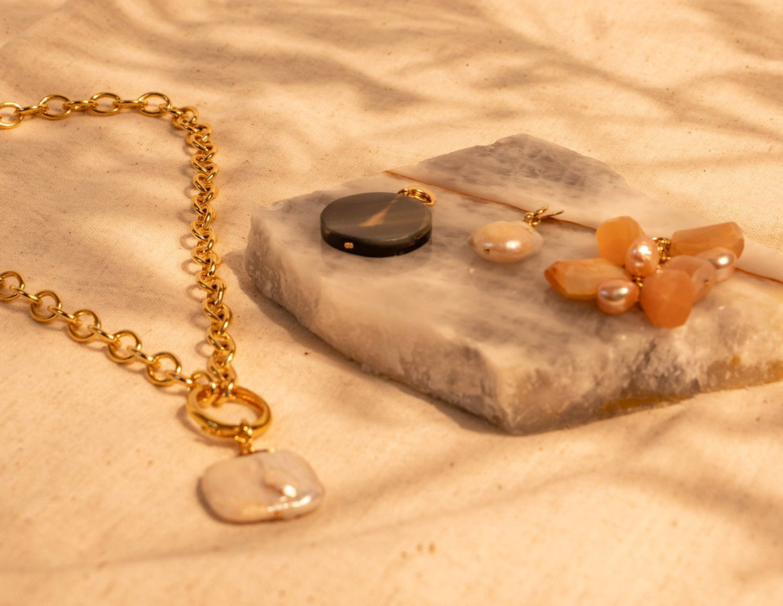 Thick Rolo Chain with Removable Clasp and 4 charms as shown