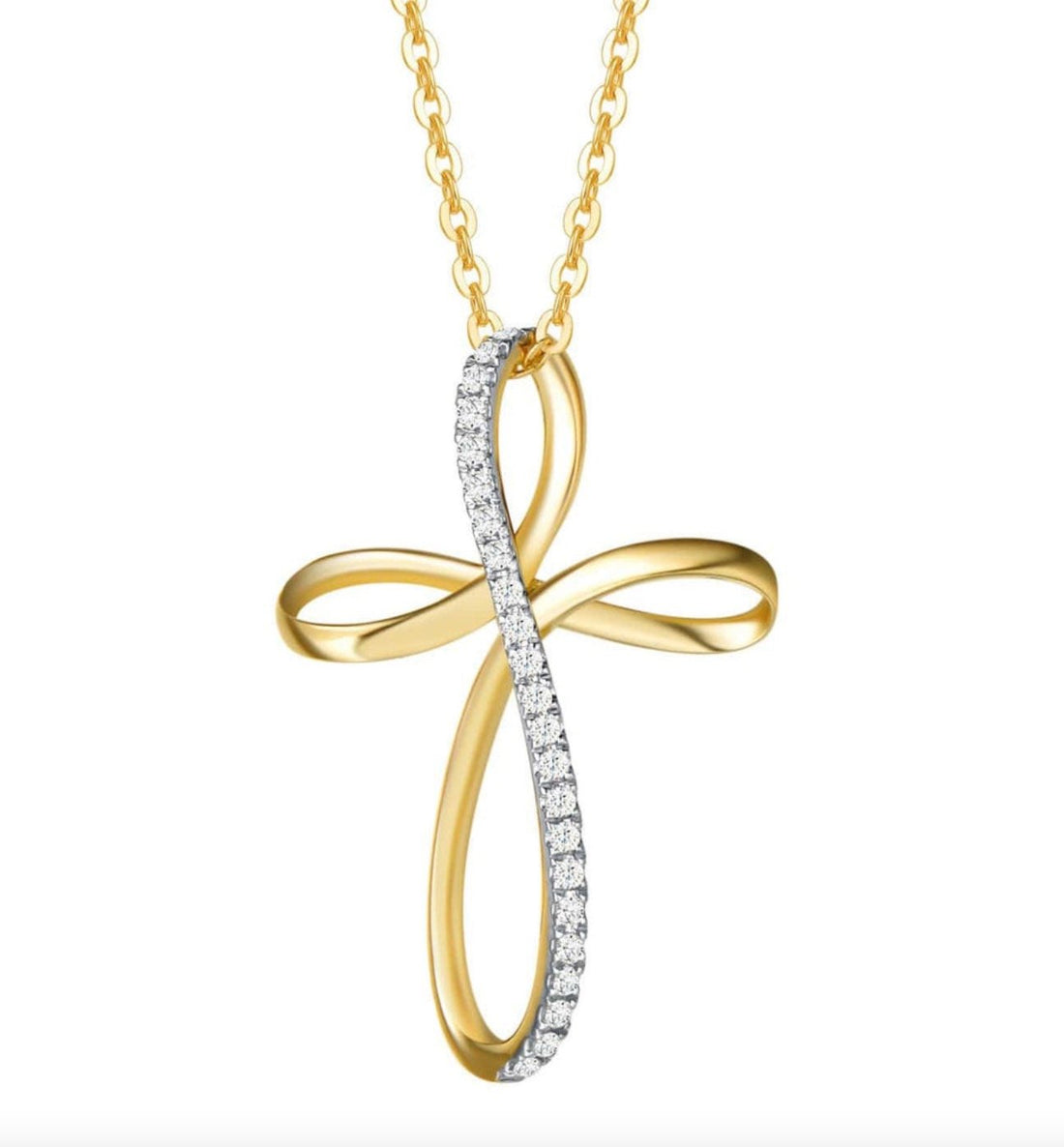 Infinity Cross and Diamonds Necklace