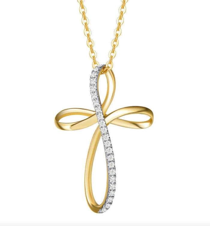 Infinity Cross and Diamonds Necklace
