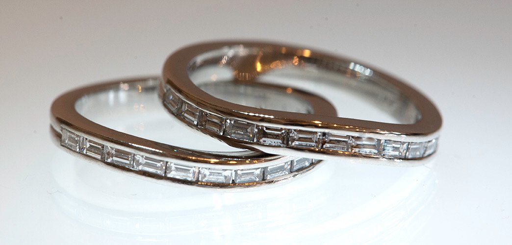 Rose Gold Eternity Bands with Rectangular Baguetts