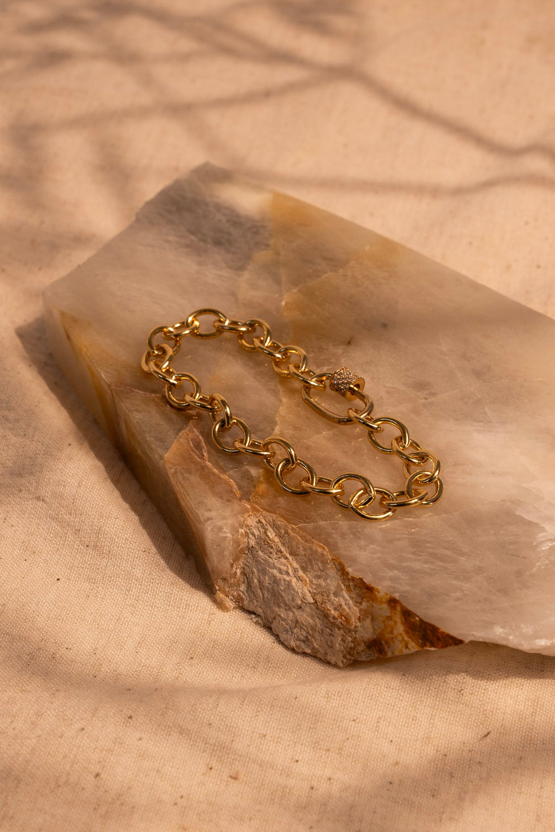 Rolo Chain Bracelet with CZ Pave Carabiner