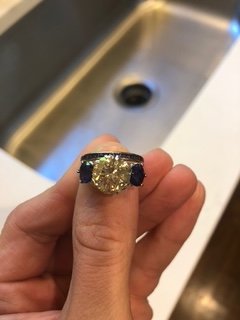 Custom - 3 Ct Natural Sapphire Engagement Ring with Sapphire and Diamond eternity Bands