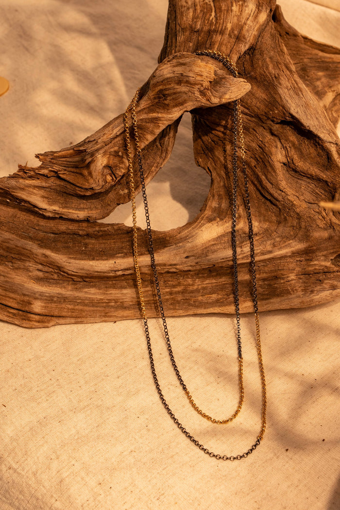 Two Tone Mix Necklace, 36" in Length