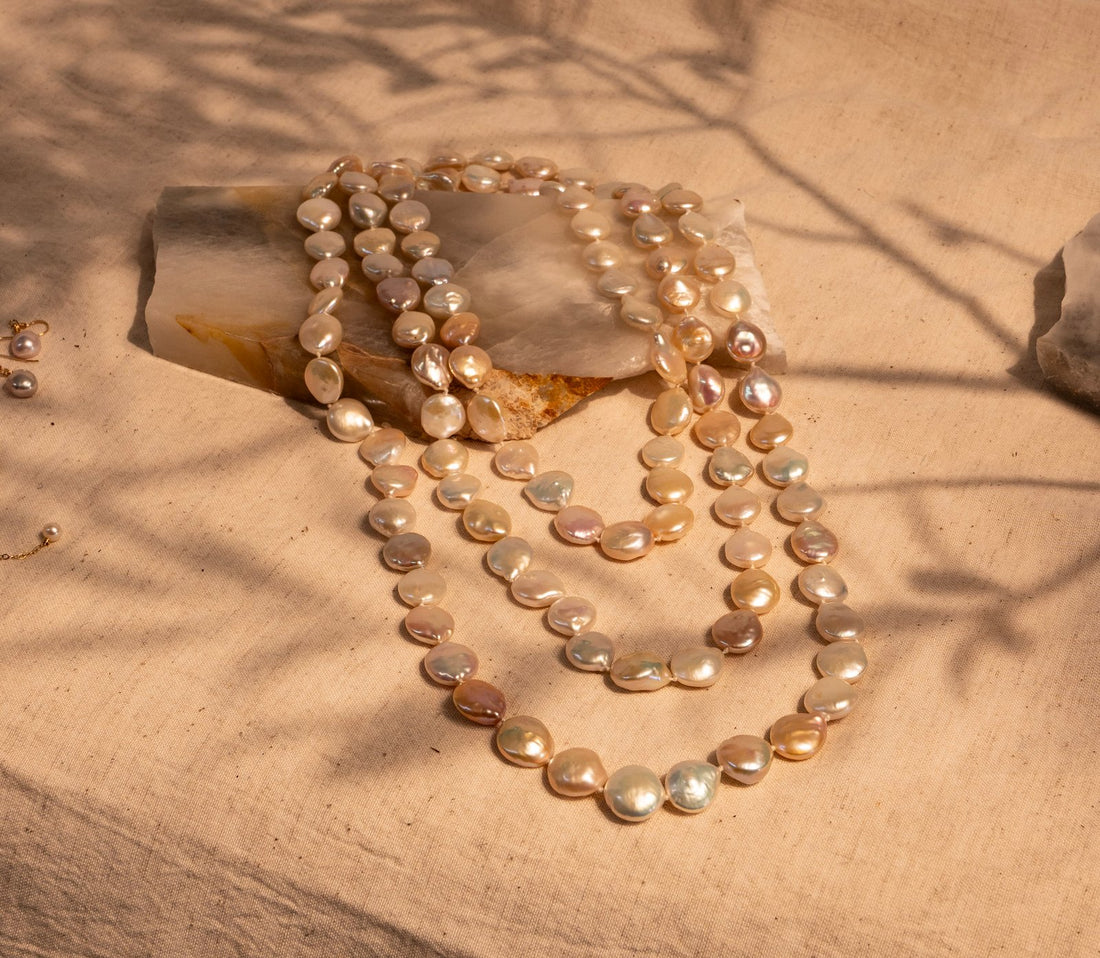 Fabulous and Dramatic 72" White Keshi Pearl Necklace