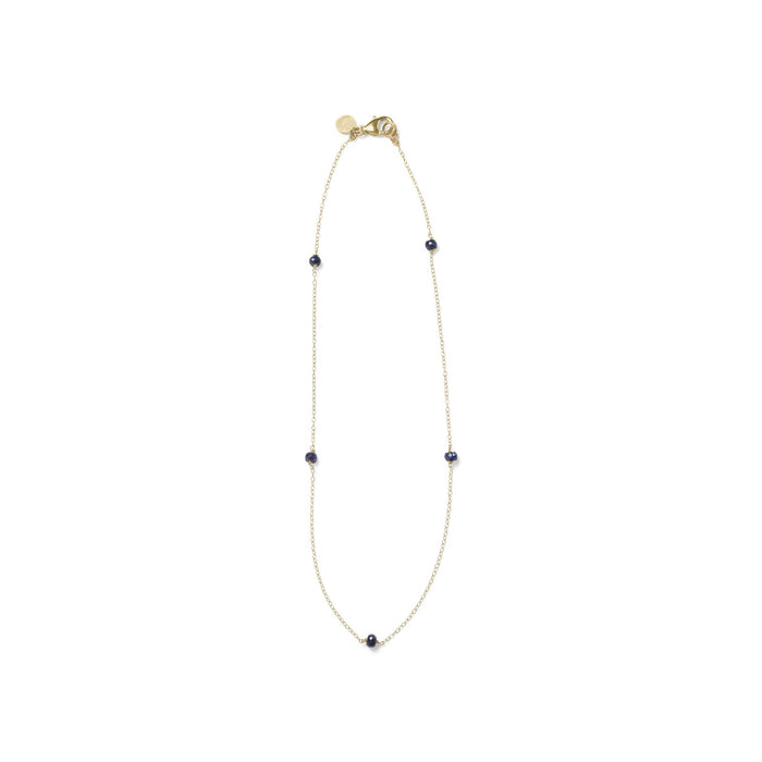5 Station Raw Sapphire Stone Necklace