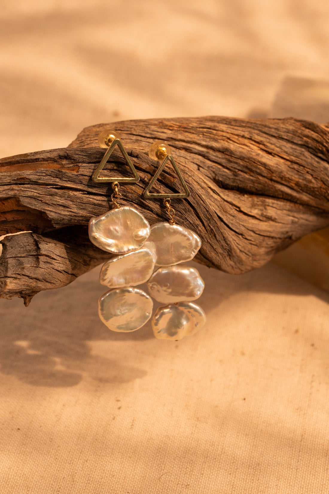 3 Keshi Pearl Drop Earring with a Triangle Post
