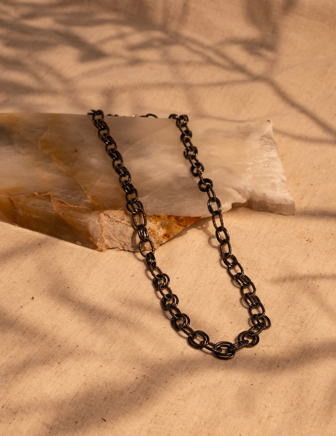 Large Textured Rolo/Rectangle Chain in Anodized Sterling Silver