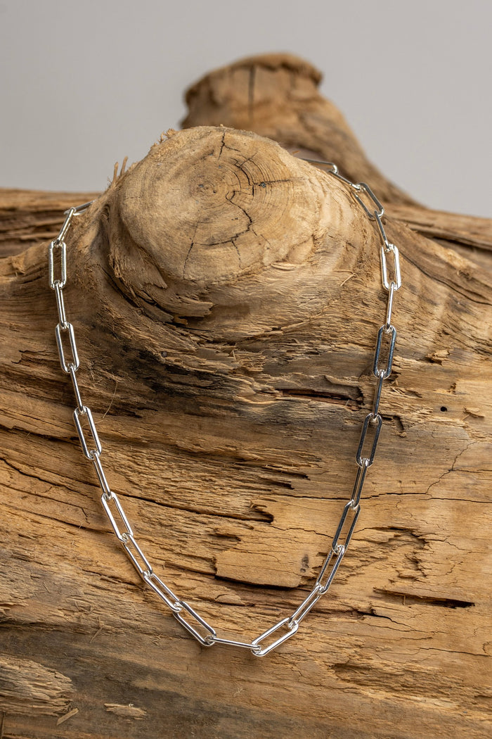 Classic Sterling Silver Heavy Paperclip Chain 15.5"