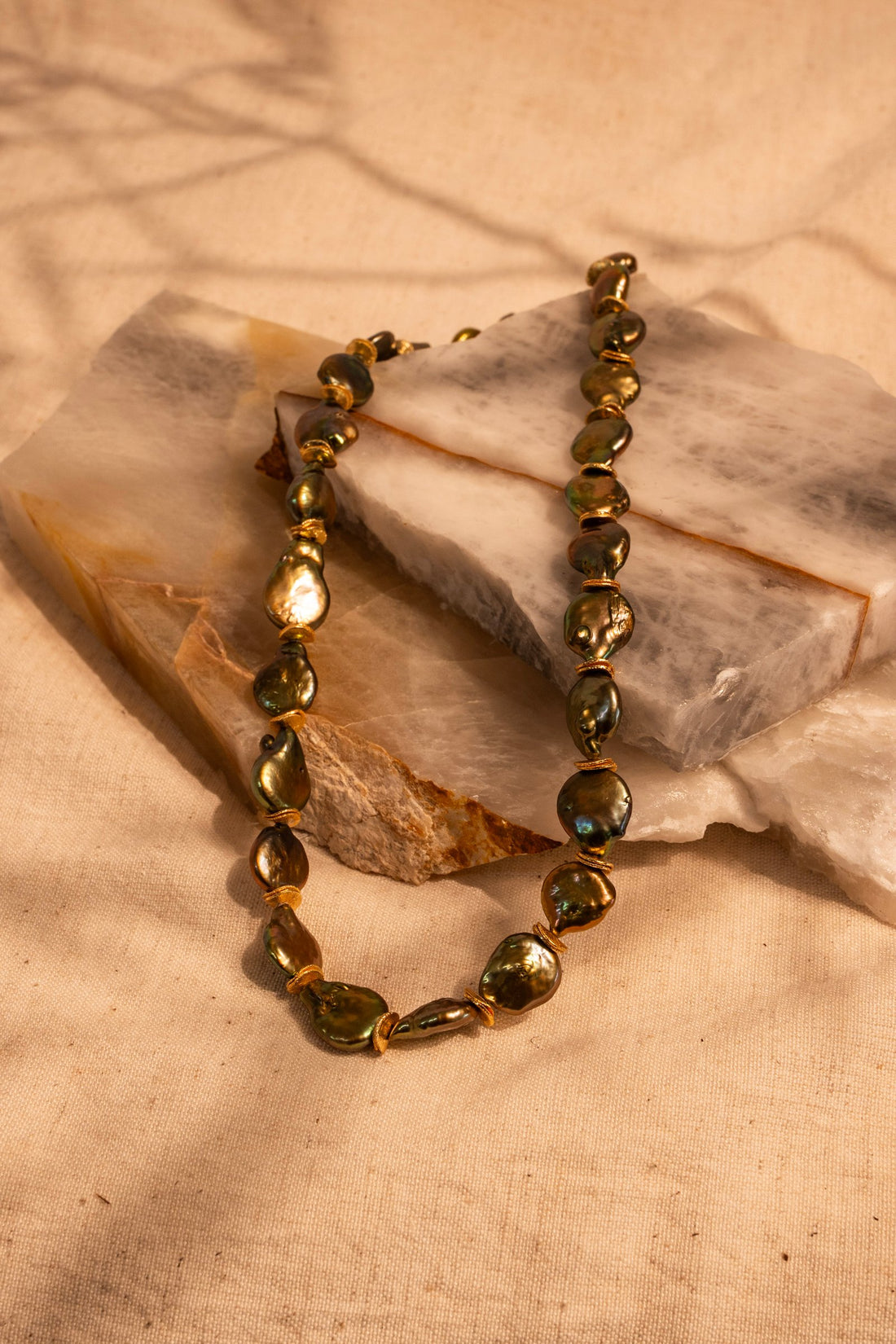 Green Keshi Pearl Necklace