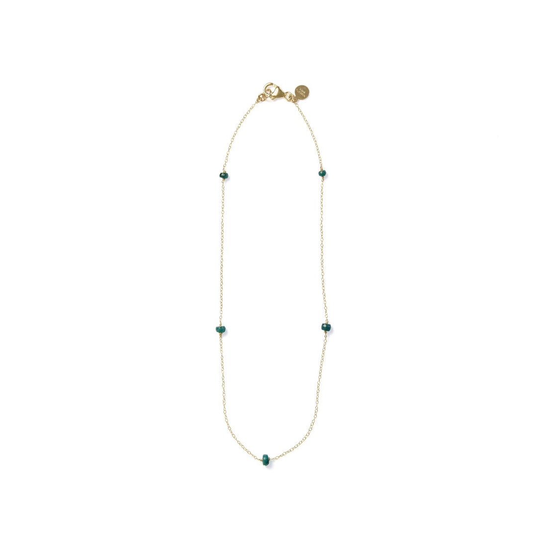 5 Station Raw Emerald 14.5" Gold Filled Necklace