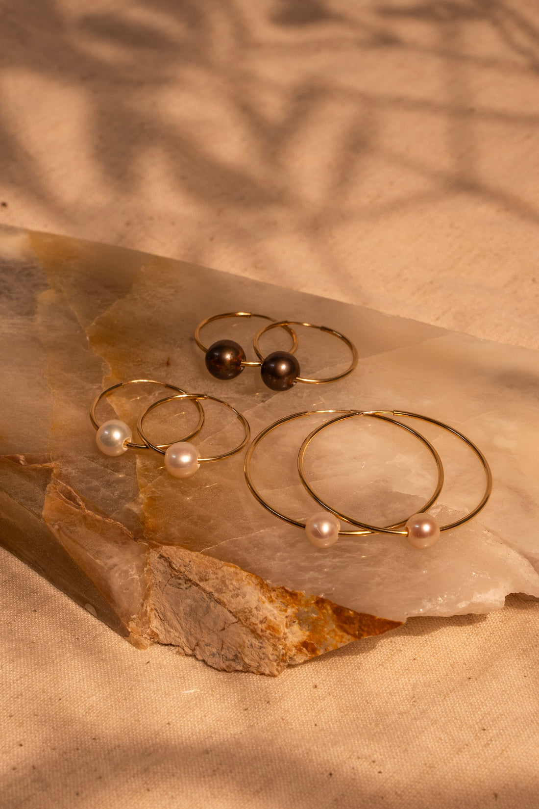 50mm Infinity Hoops with White Pearl