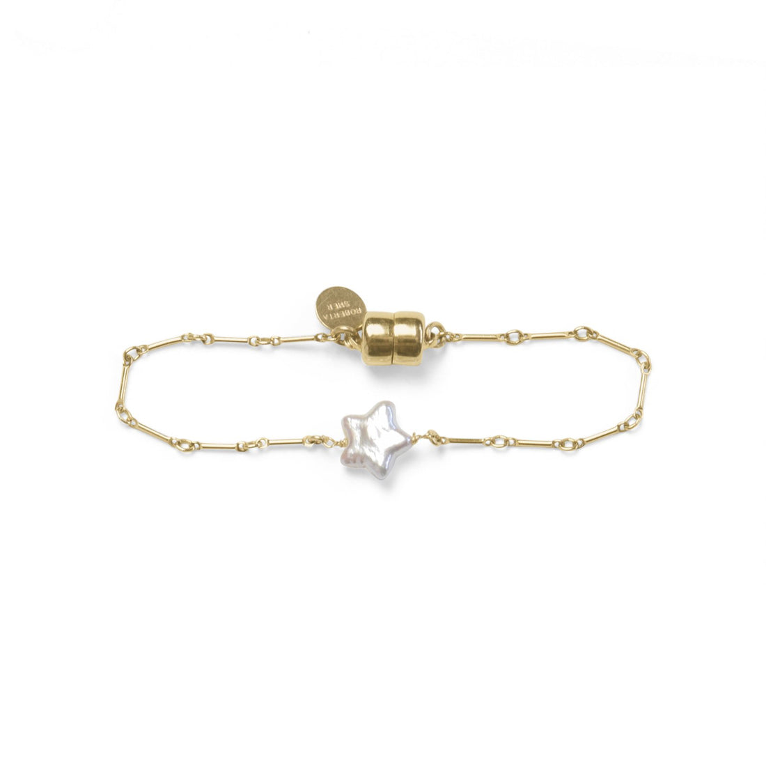 Single Small White Star Pearl on GF Bar Chain