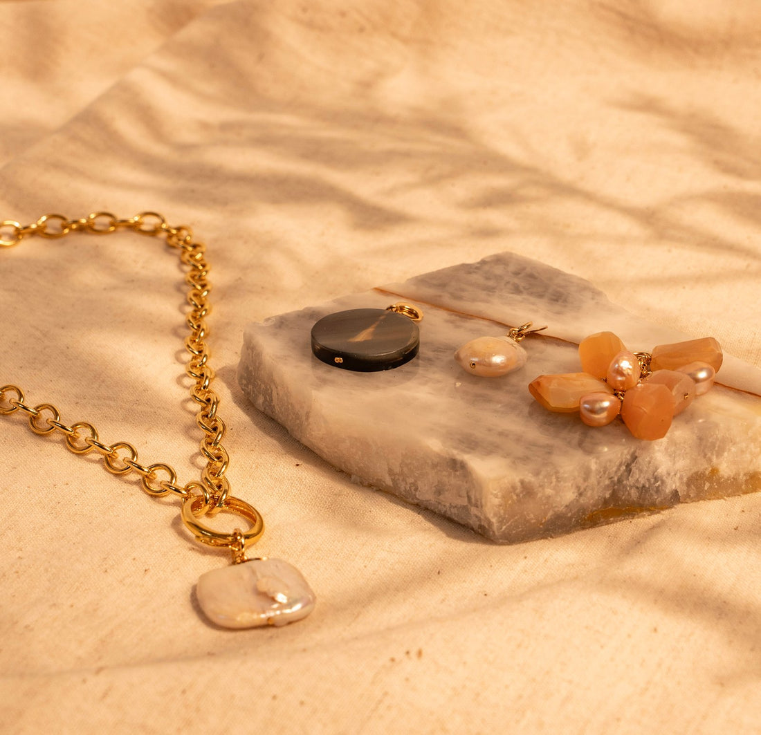 Thick Rolo Chain with Removable Clasp and 4 charms as shown