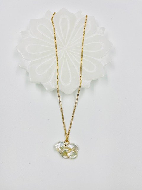 Lily Pad- Hand Made Design on Gold Filled 16"Paperclip Chain