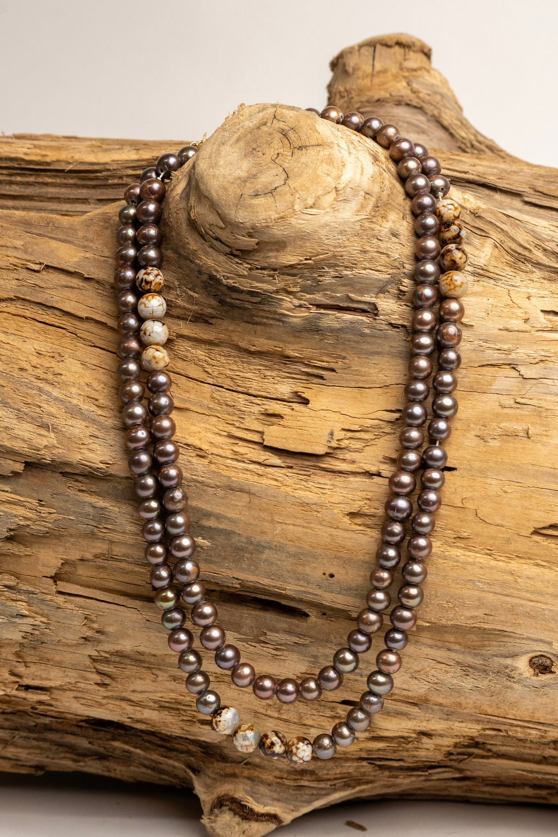 2 Strand Pearl Set with beautiful 7/8mm brown/purple hue Pearls