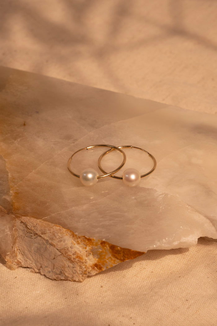 24mm Infinity Hoops with White Pearl