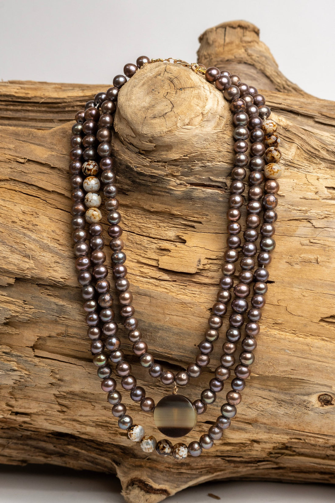 2 Strand Pearl Set with beautiful 7/8mm brown/purple hue Pearls