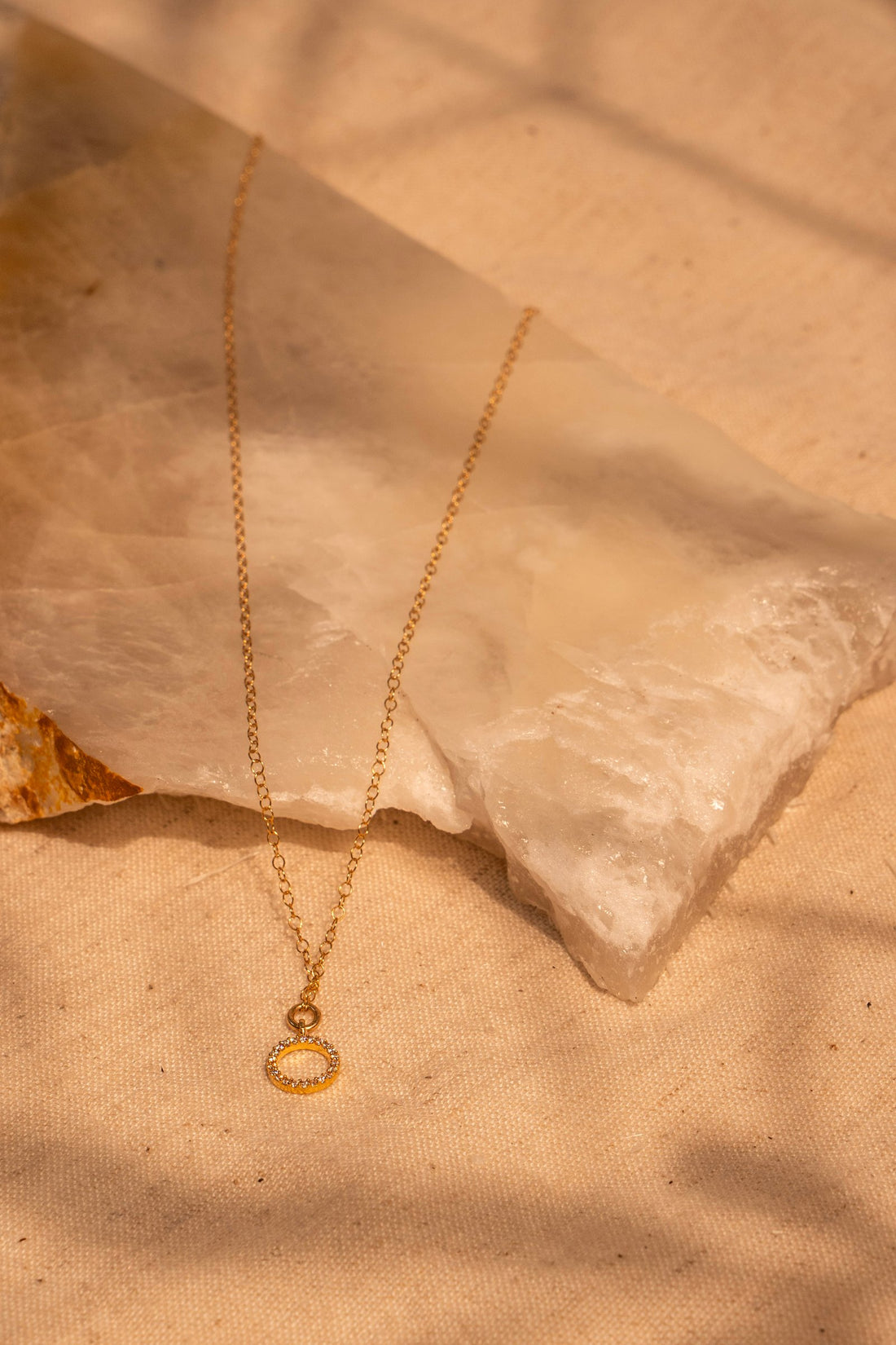 Open Pave Circle Drop Necklace